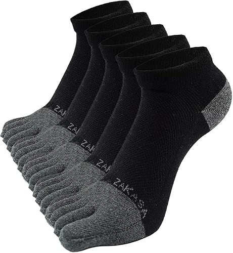 ZAKASA Calcetines de dedo para hombre tobillo Calcetines de corte bajo sin mostrar dedos, calcetines individuales de cinco dedos de algodón para