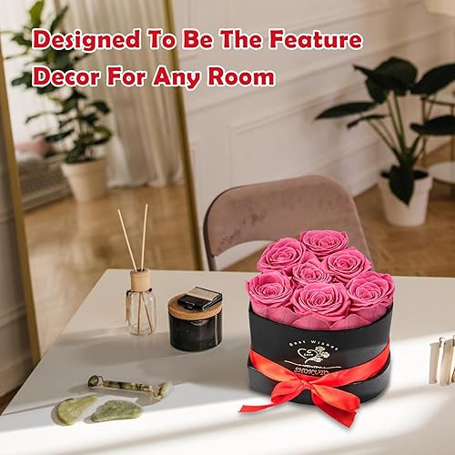 Miniatura 6 de Rosas frescas preservadas para siempre en caja de corazón, regalo perfecto de cumpleaños de Navidad para mujeres y madres. Rosas 100% reales que