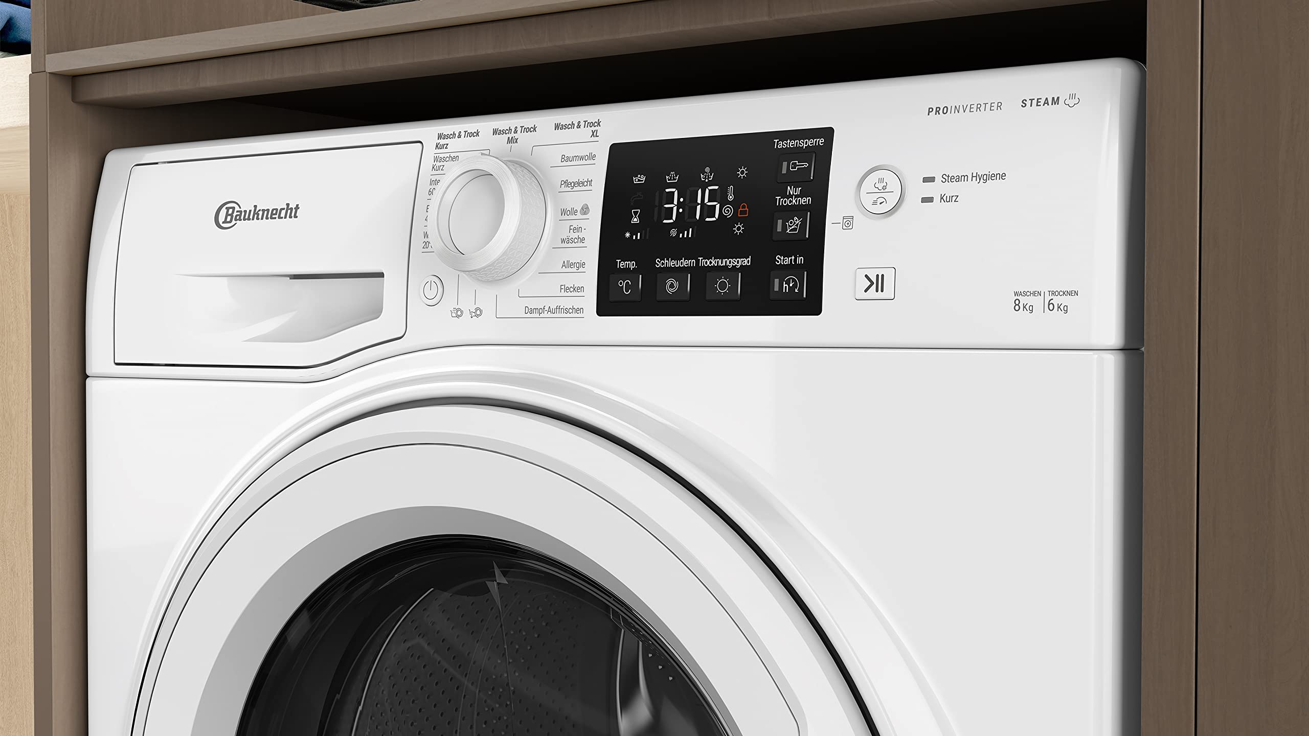 Bauknecht WT Eco Plus 86 43 N Waschtrockner 8/6 kg Active Care Wash & Dry Technologie PRO-Inverter Motor Weiß