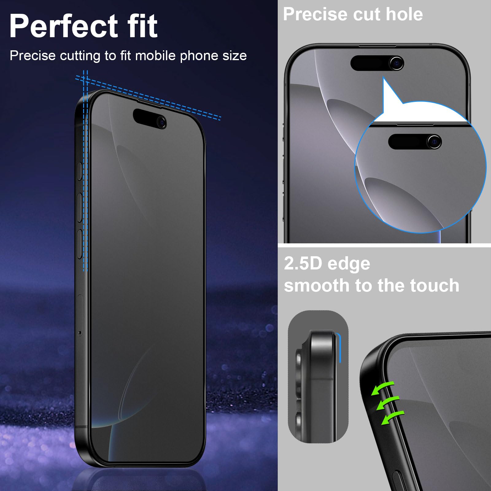 Protection écran IPhone 17 Pro - Verre Trempé Mat Anti-espion 9H - 2 Pièces - Confidentialité Totale - Anti-reflets - 12
