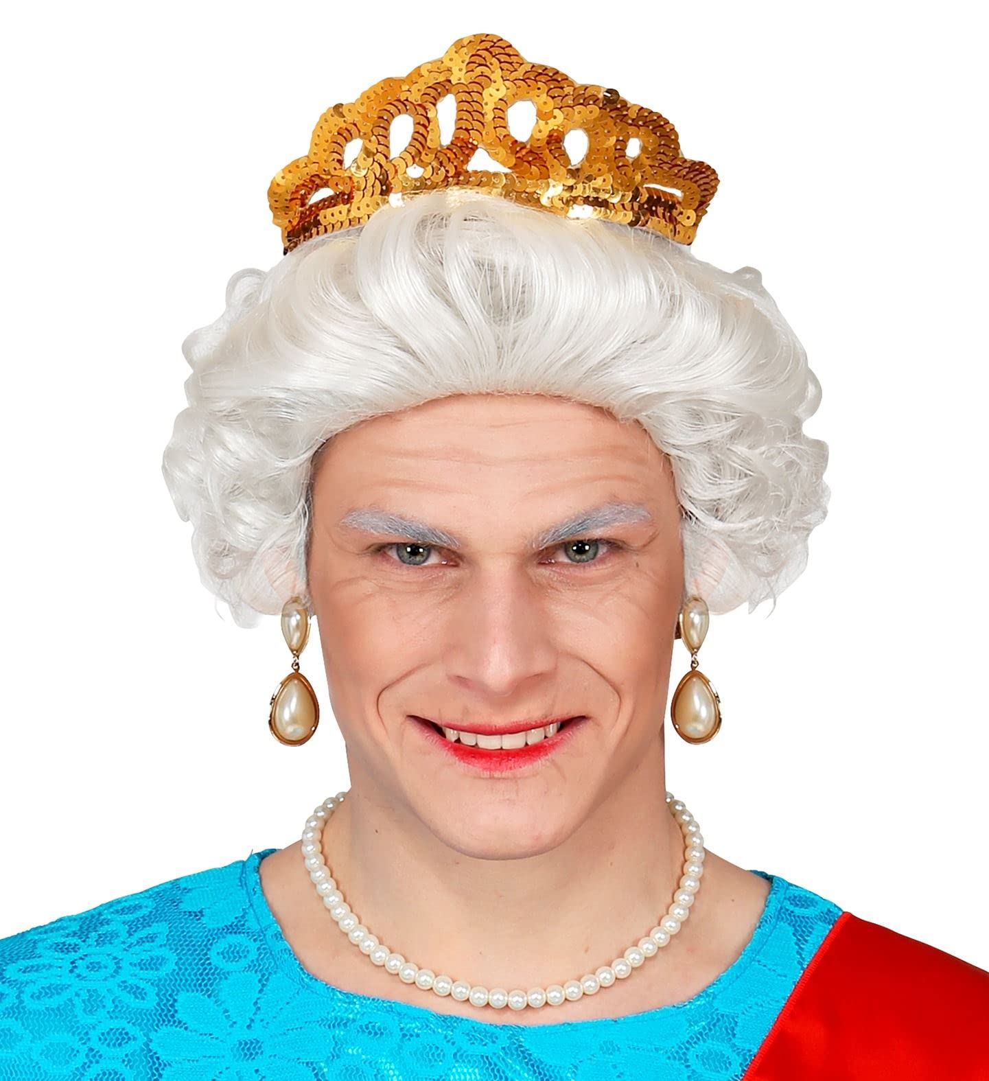 W WIDMANN MILANO Party Fashion 51640 – Wig Queen, Grey, Queen, Nobility, Theme Party, Carnival