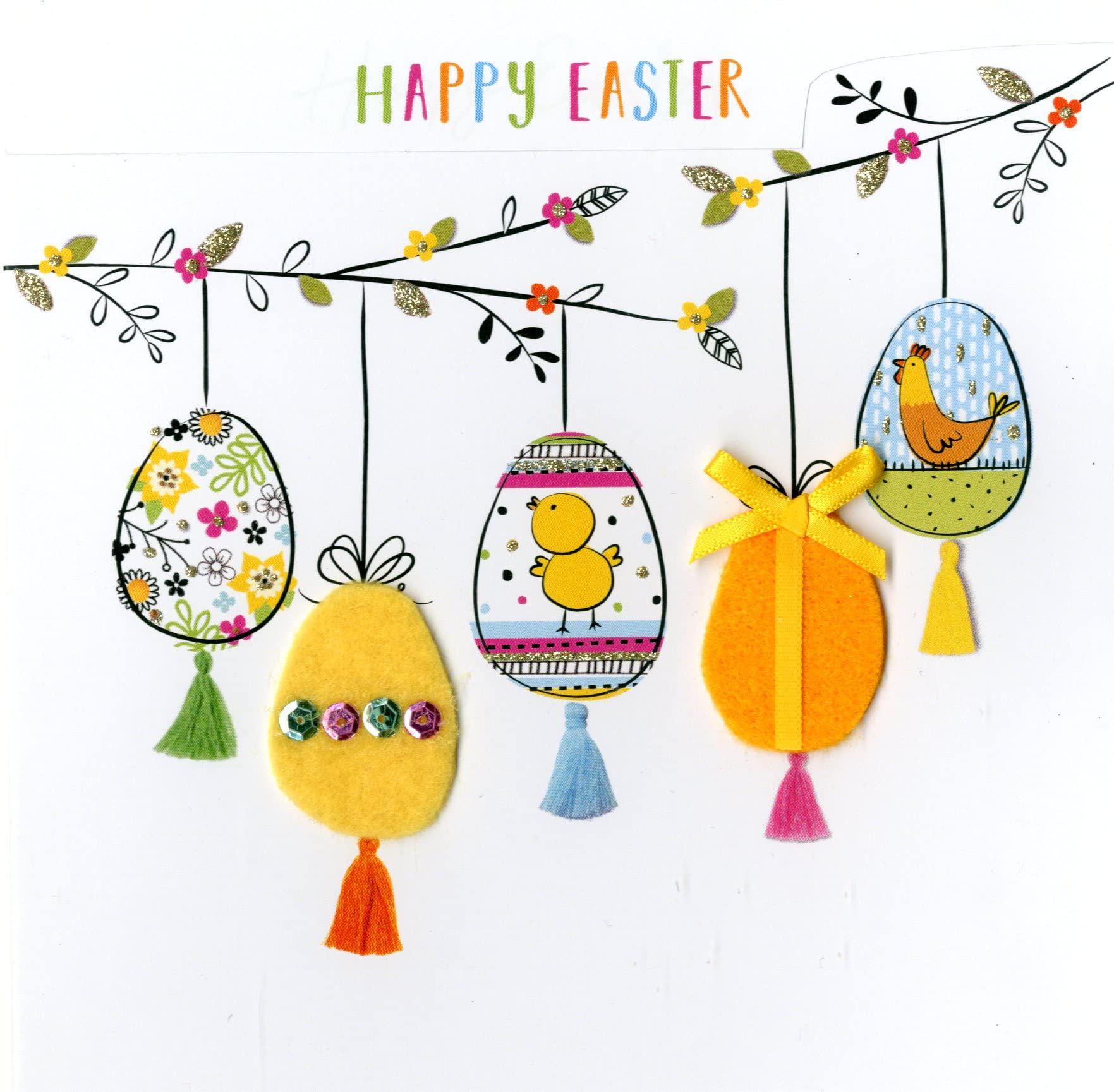 Second Nature Pop Ups Hand-Finished Happy Easter Felt Eggs Easter Greeting Card Felt-Tastic Cards Eft006