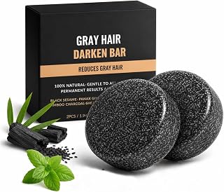 Callmynm Gray Hair Reverse Bar, 2 PCS Black Soap for Hair & Beard Darkening | Scalp Cleansing & Moisturizing Shampoo Bar for Natural-Looking Darker Hair, Dye-Free Plant-Based Formula for All Hair Types
