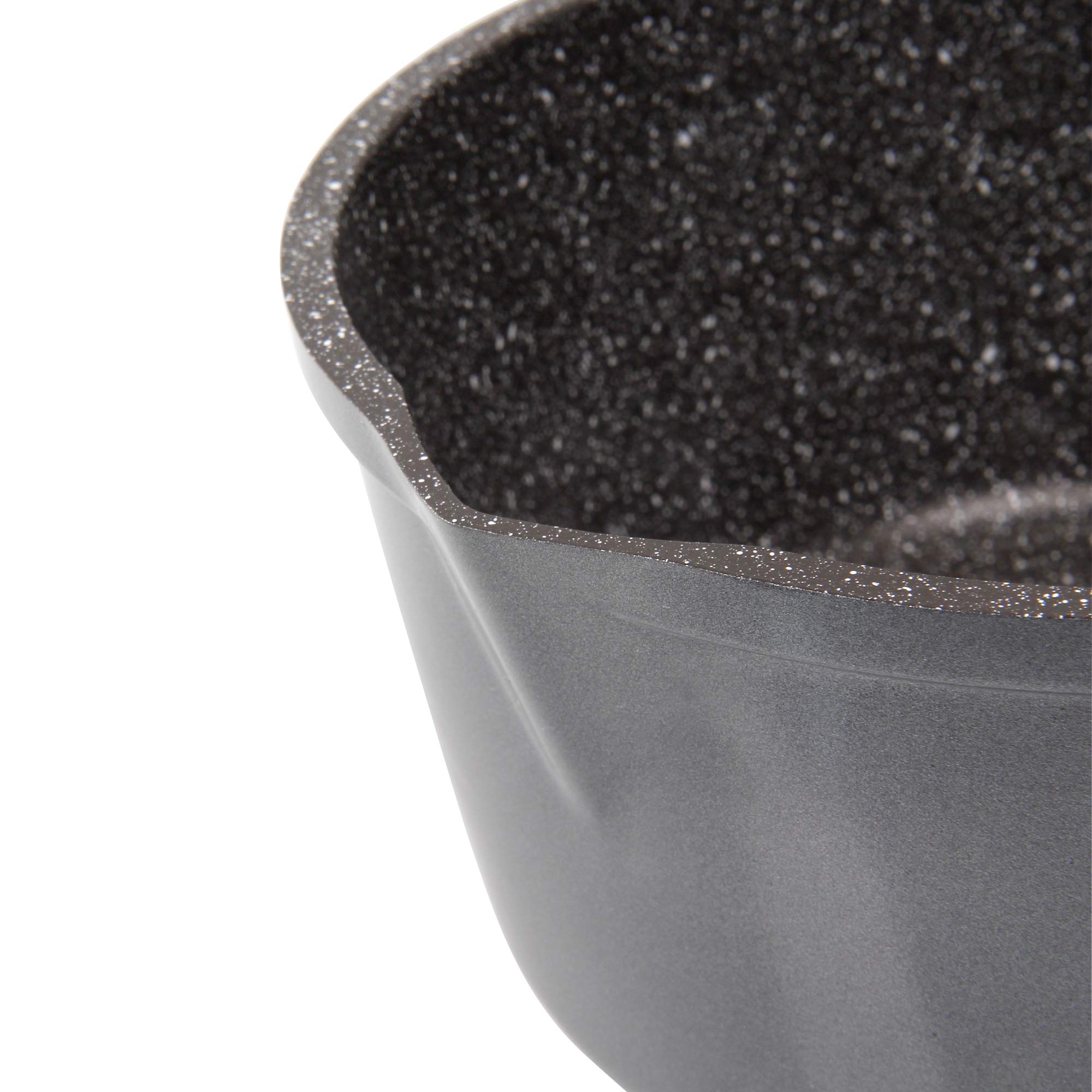 STONELINE Pentola con Manico e 2 Beccucci, Ghisa, Diametro 18 cm, Coperchio in Vetro, Rivestimento Antiaderente
