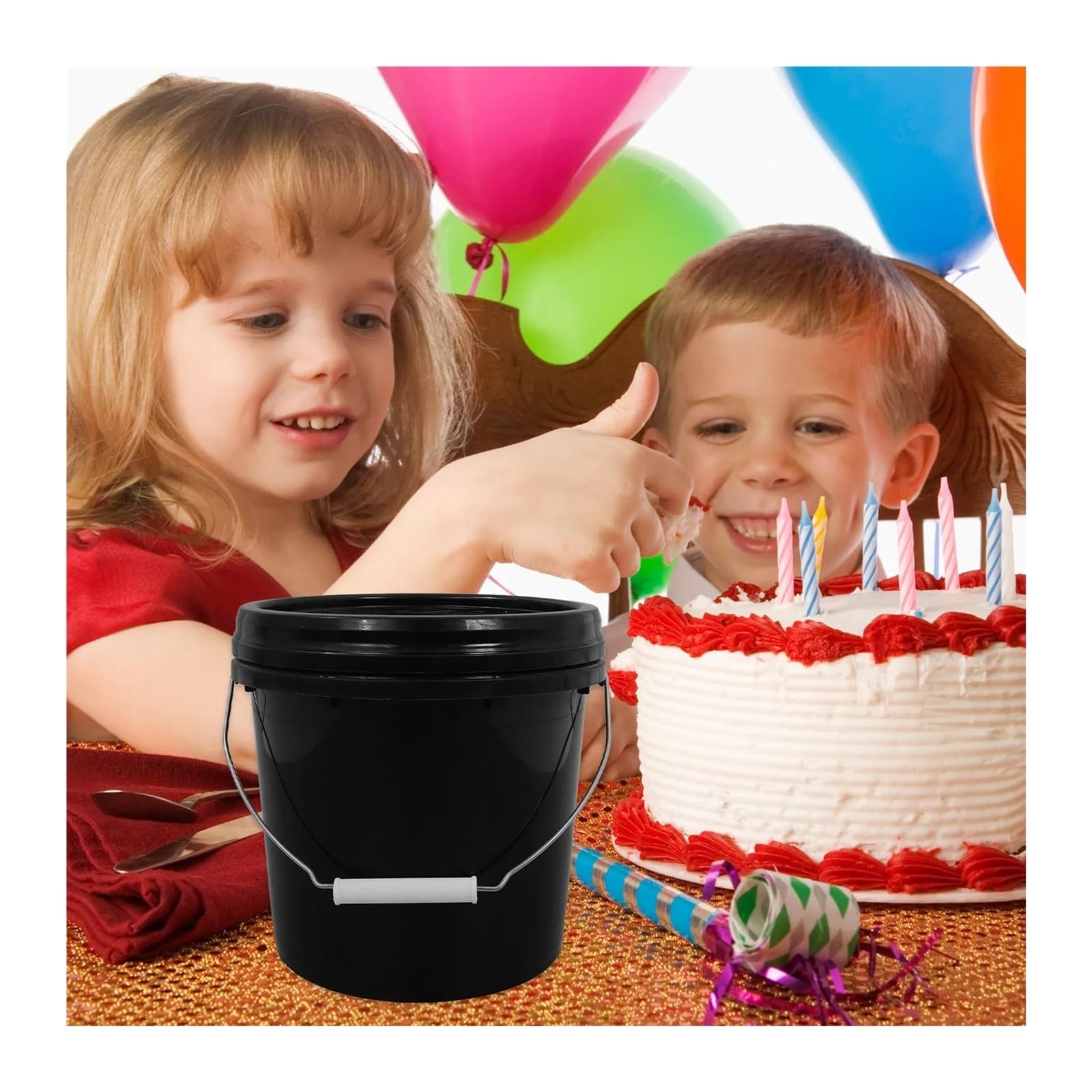 Cubos De Pintura De Plástico Cubo de plástico versátil con Tapa de 2 Piezas | Superficie lisa, diseño sin rebabas, ideal for almacenamiento de agua, hielo, arena, jardín, hogar(Yellow)