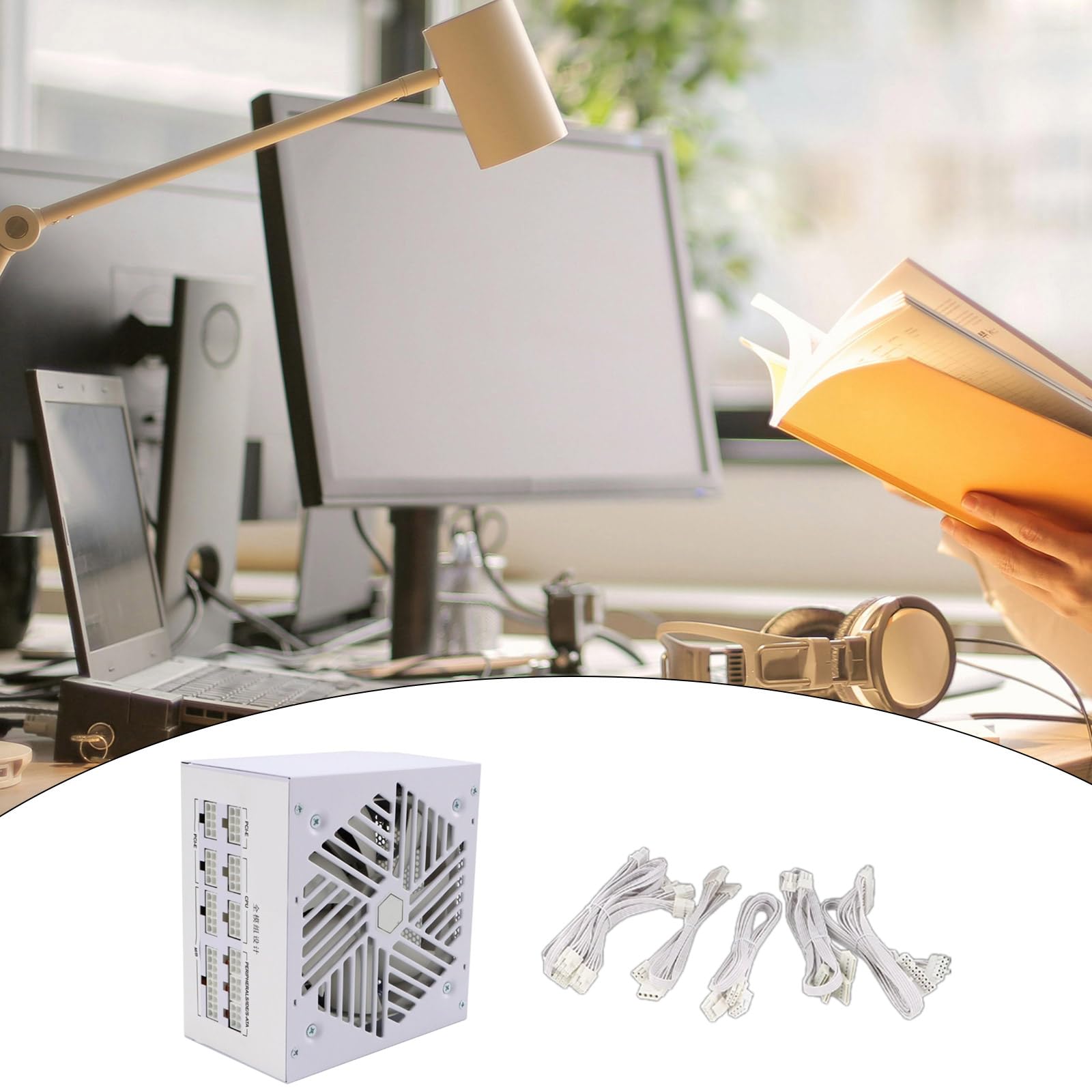 Fuente de alimentación para juegos de 850 W, modulares, gestión de cables, silencioso, ventilador de rodamiento hidráulico de 120 mm