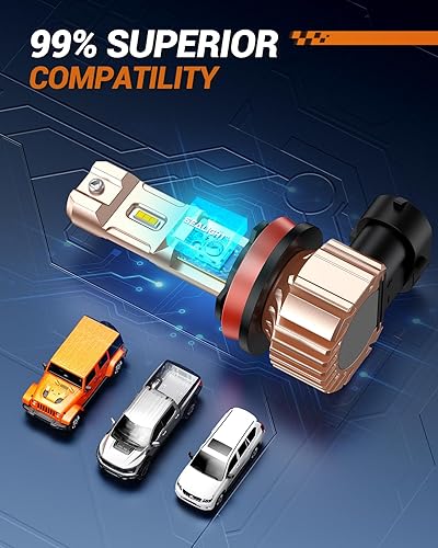 Vista 91 de SEALIGHT Bombillas LED antiniebla H11 H16 H8 o DRL, 14000 lúmenes, 6500 K, blanco frío, 600% de brillo, chips LED CSP H8 H11, luces antiniebla