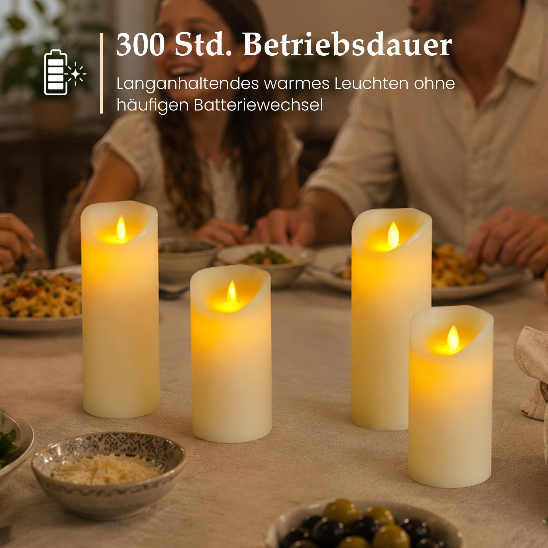 20cm x 7,5cm Candele LED senza fiamma con telecomando e temporizzazione, Alimentate a batteria Cera vera Lunga durata Stoppino mobile Tremolante (Avorio, Confezione da 2)