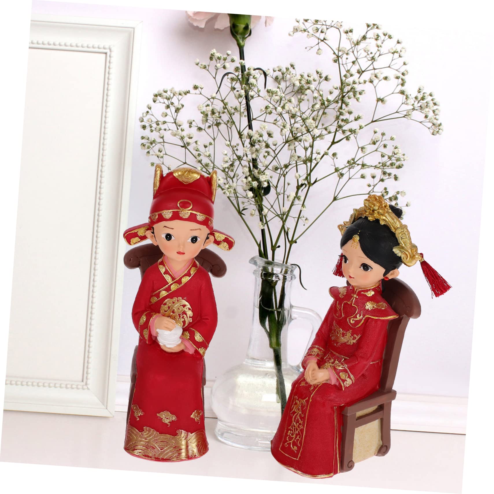 TOPBATHY 2 Sätze Hochzeits Ornamente hochzeitsfiguren hochzeitsdeko Hochzeitspaar-Skulptur für zu Hause Heimdekoration das Chinesische Hochzeitspaarfiguren Paar Figuren