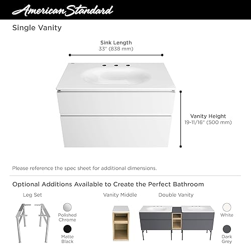 Miniatura 18 de American Standard 1297008.020 Studio S 24 - Fregadero de tocador - Centro de 8 pulgadas, color blanco