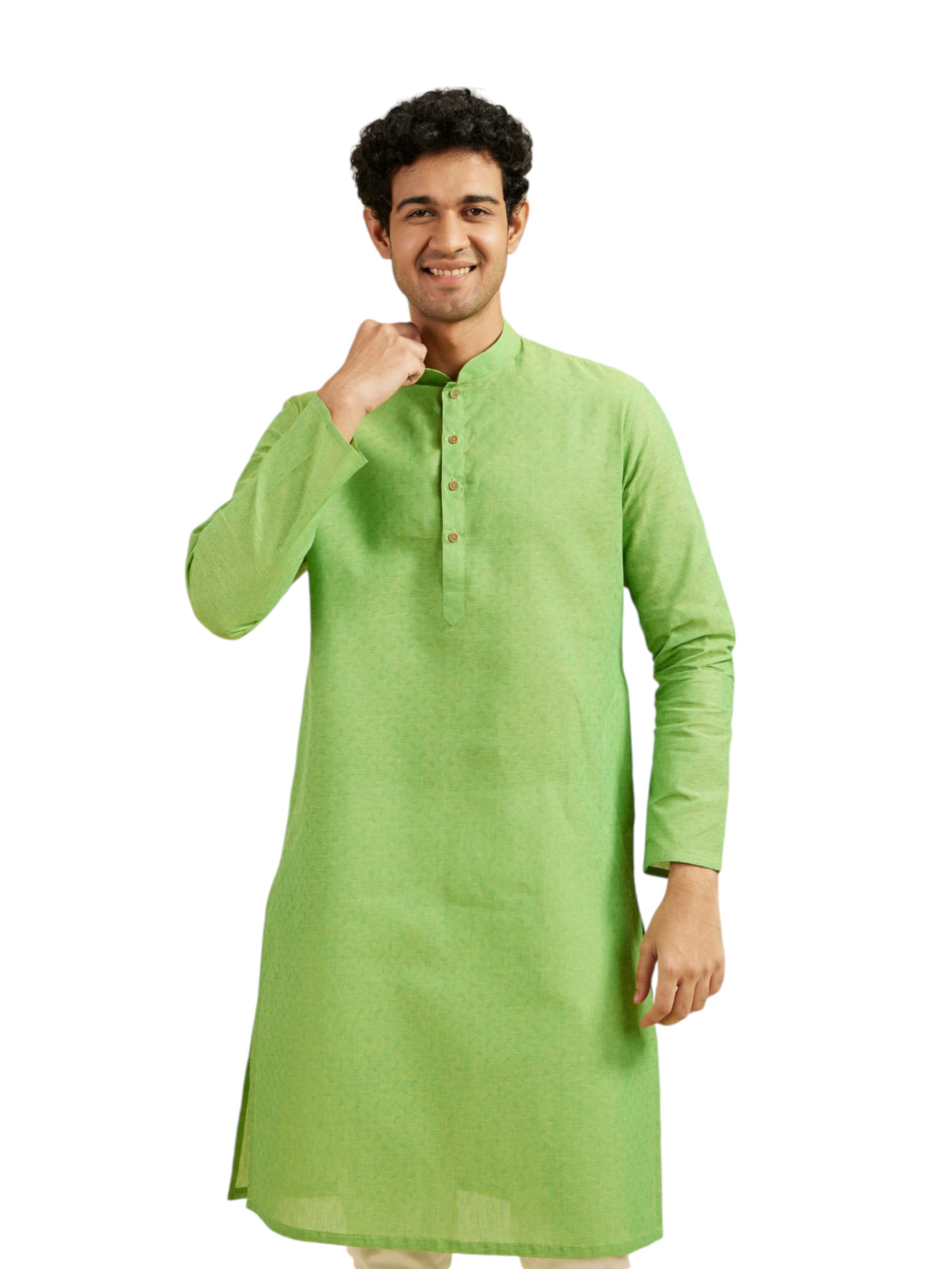 diwas by manyavar Men's Cotton Solid Kurta (1pc)-picture-30