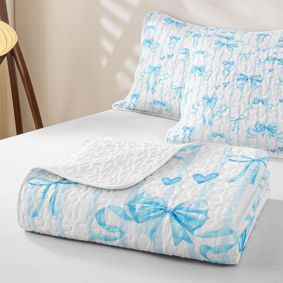 Homewish Süße Blaue Schleife Schleifchen Steppdecke 220x240cm