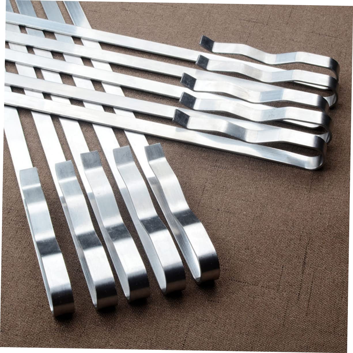 10piezas Brochetas Inoxidable De Planas y Resistentes Para Barbacoa y Parrilla