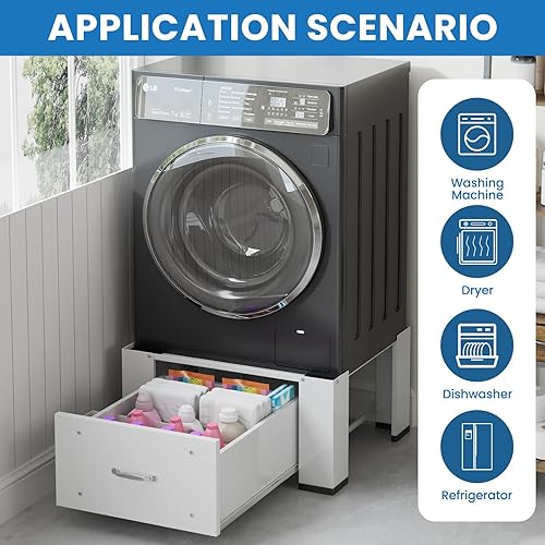 Miniatura 2 de Paquete de 2 pedestales de lavandería con cajones, 25.2 pulgadas de largo x 21.5 pulgadas de ancho x 12.6 pulgadas de alto, pedestales de lavadora