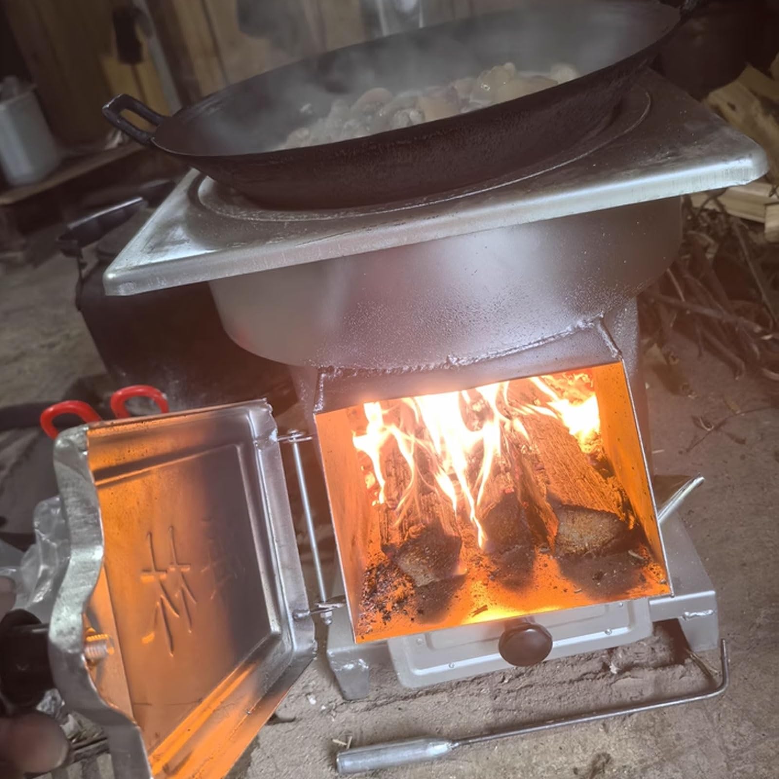 Stufa A Pellet Stufa A Legna Economica Include Pinze, Gancio E Canna Fumaria Da 80 Cm Ruote Girevoli Nella Parte Inferiore Capacità Di Carico 250 Kg