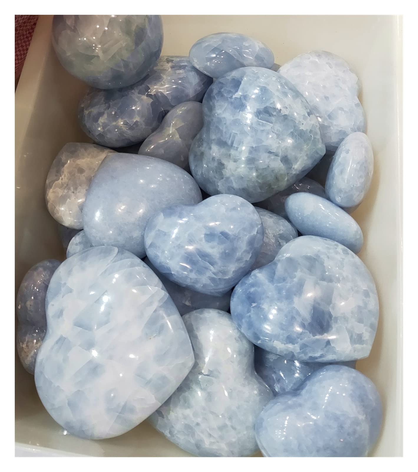 Cuore di Cristallo Naturale Fatto a Mano Celestite Quarzo Pietre preziose Blu Cuori di Pietra Cristalli da Collezione in Equilibrio Decorazione Collezioni di casa (Size : 400-500g)