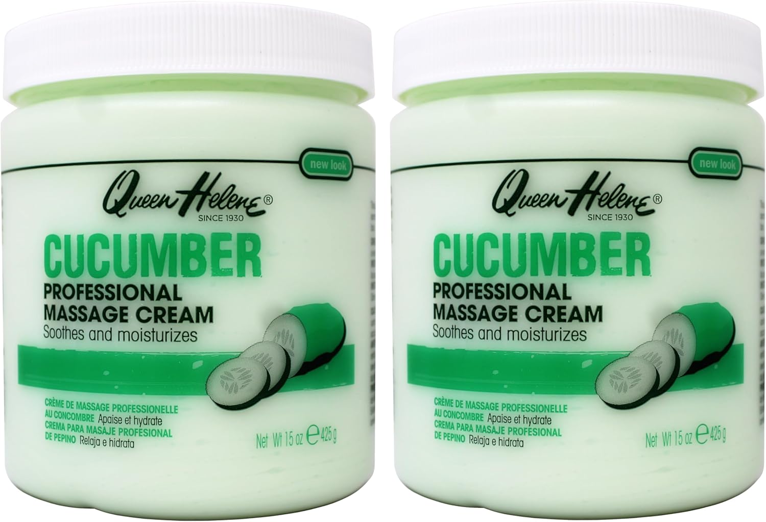 Queen Helene Cucumber Professional Massage Cream, Soothing and Moisturizing, 15 oz (Pack of 2)