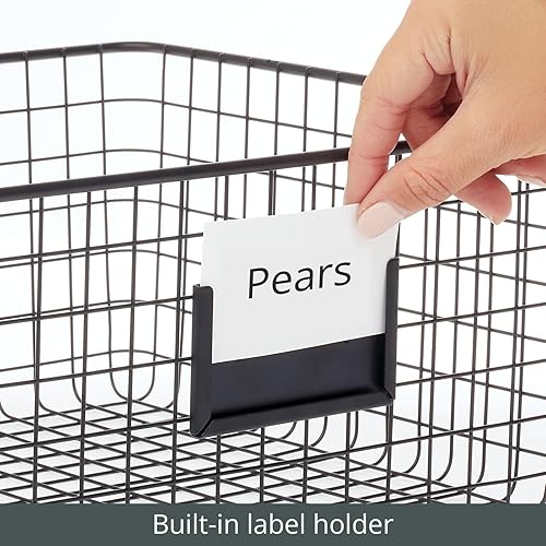 Miniatura 5 de mDesign - Canasta de rejilla de metal para organizar y almacenar alimentos, paquete de 2 unidades