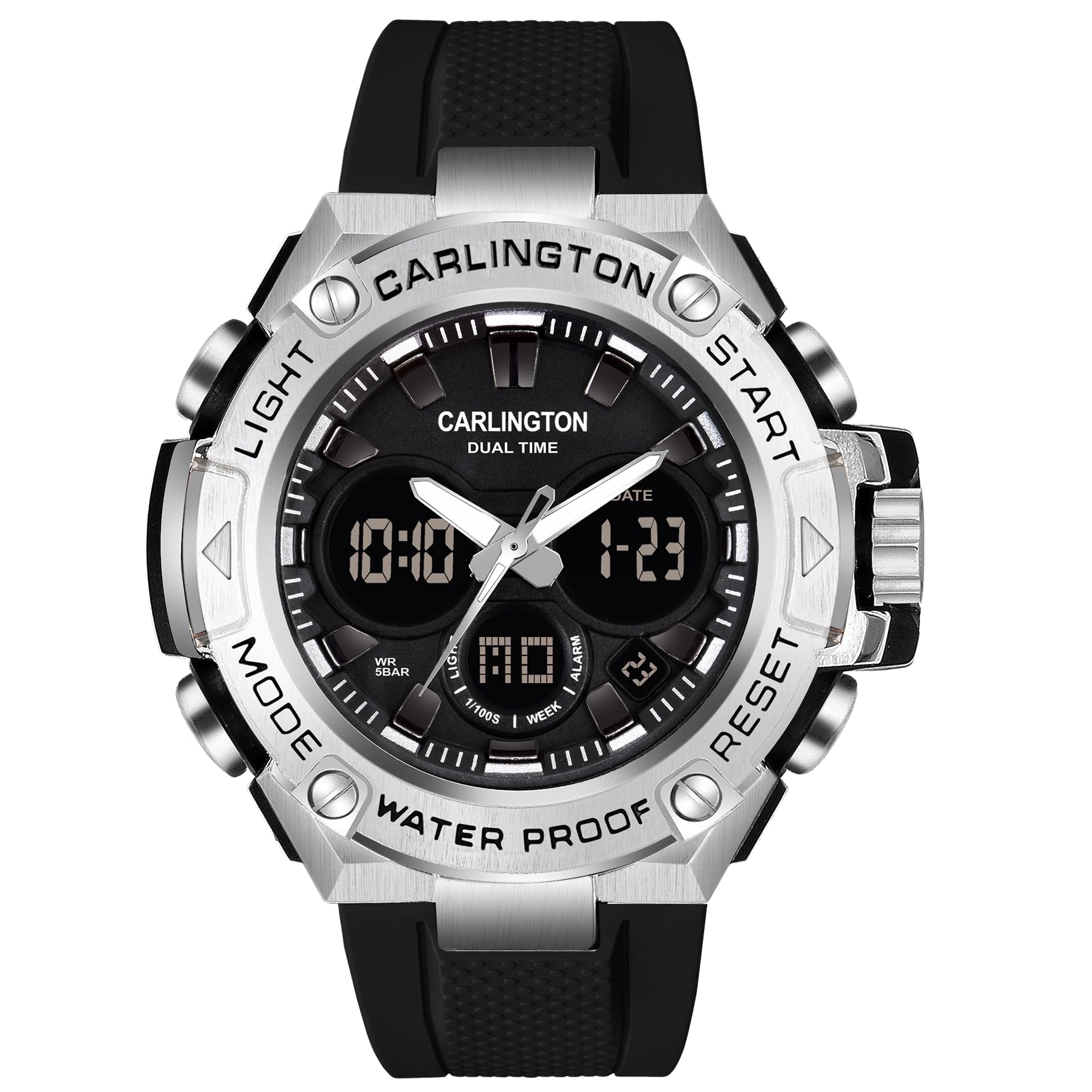 carlington Resin Analog-Digital Sports Watch Chronograph,Dual Time,Alarm,Stopwatch,Water-Resistant,Shock-Resistant,Back Light Display- The Perfect Watch for Men&Boys-CT 9107 Series-picture-59