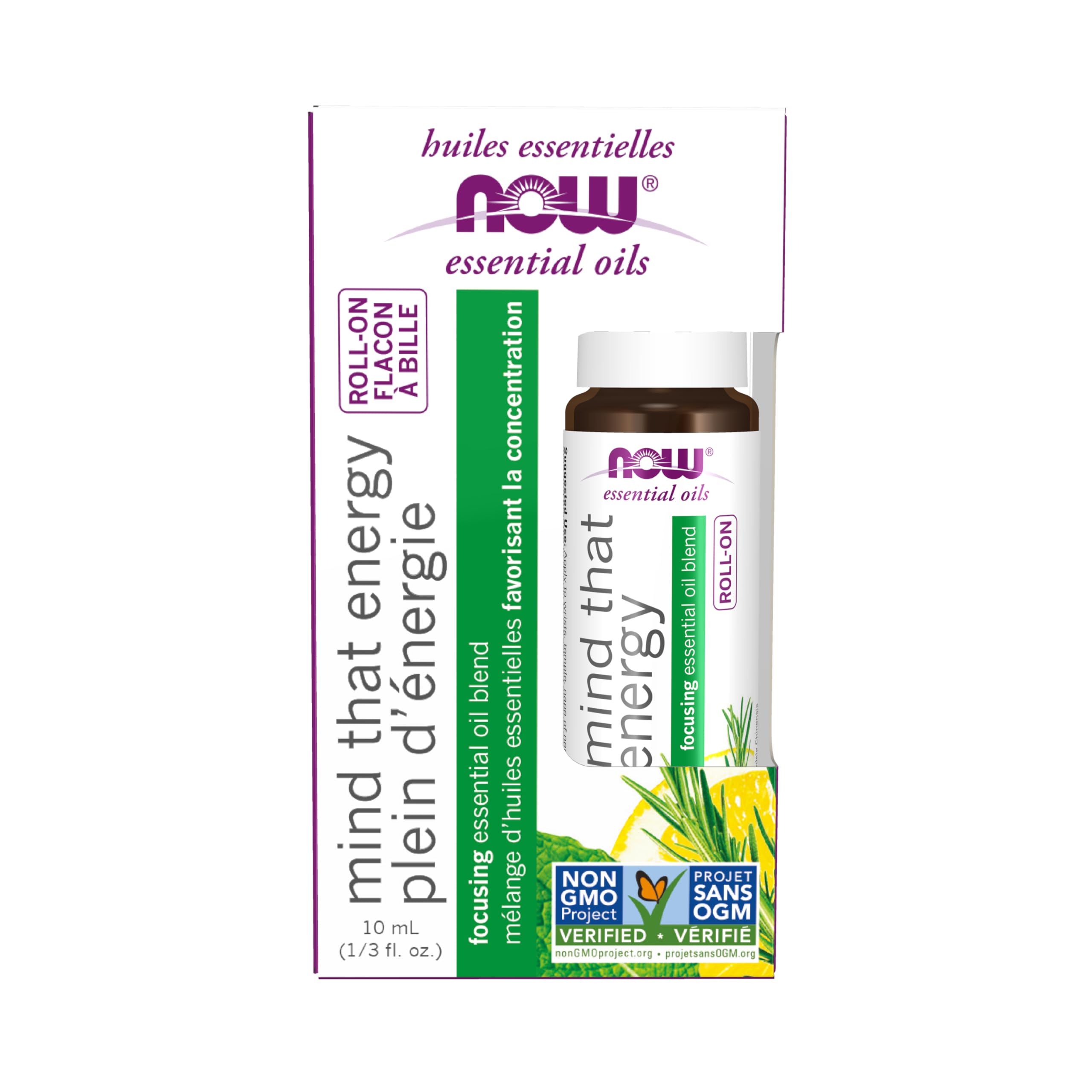 NOW Foods, Essential Oils, Mind That Energy Roll-On, 1/3 fl oz (10 ml)