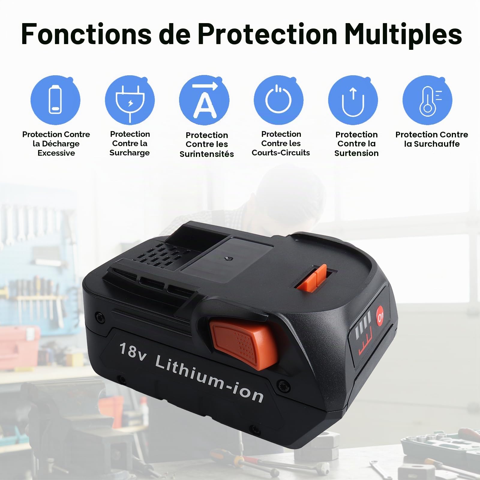 Batterie de Remplacement Li-ION 18 V MXJFYY 5000 mAh pour AEG BUS18 BS18R BS18G B1814G B1817G B1814G B1814 B1817G B1820R B1830R M1830R L1815R L1830R 4932352480 4932352112 et RIDGID R840083