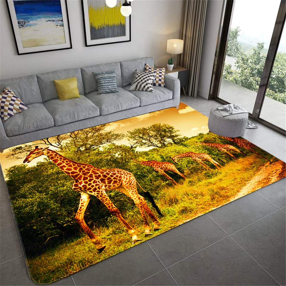 Tapis motif girafe 3D idée cadeau anniversaire salon moderne