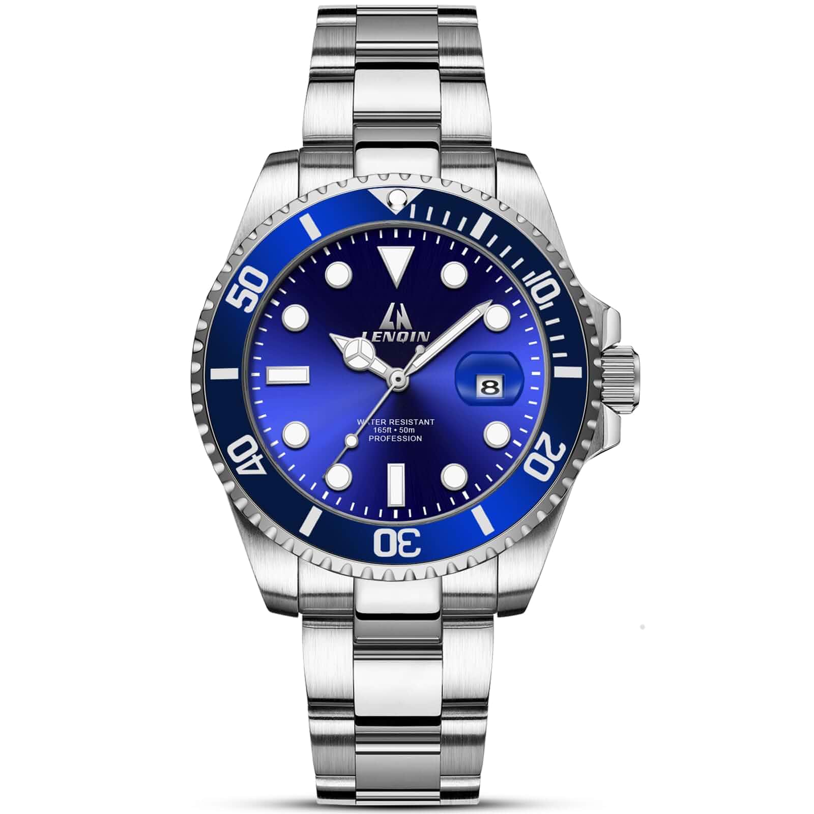 LN LENQIN Mens Watches Stainless Steel Waterproof Watch for Men Analog Quartz Watch for Men with Date Luminous Fashion Mens Wrist watch