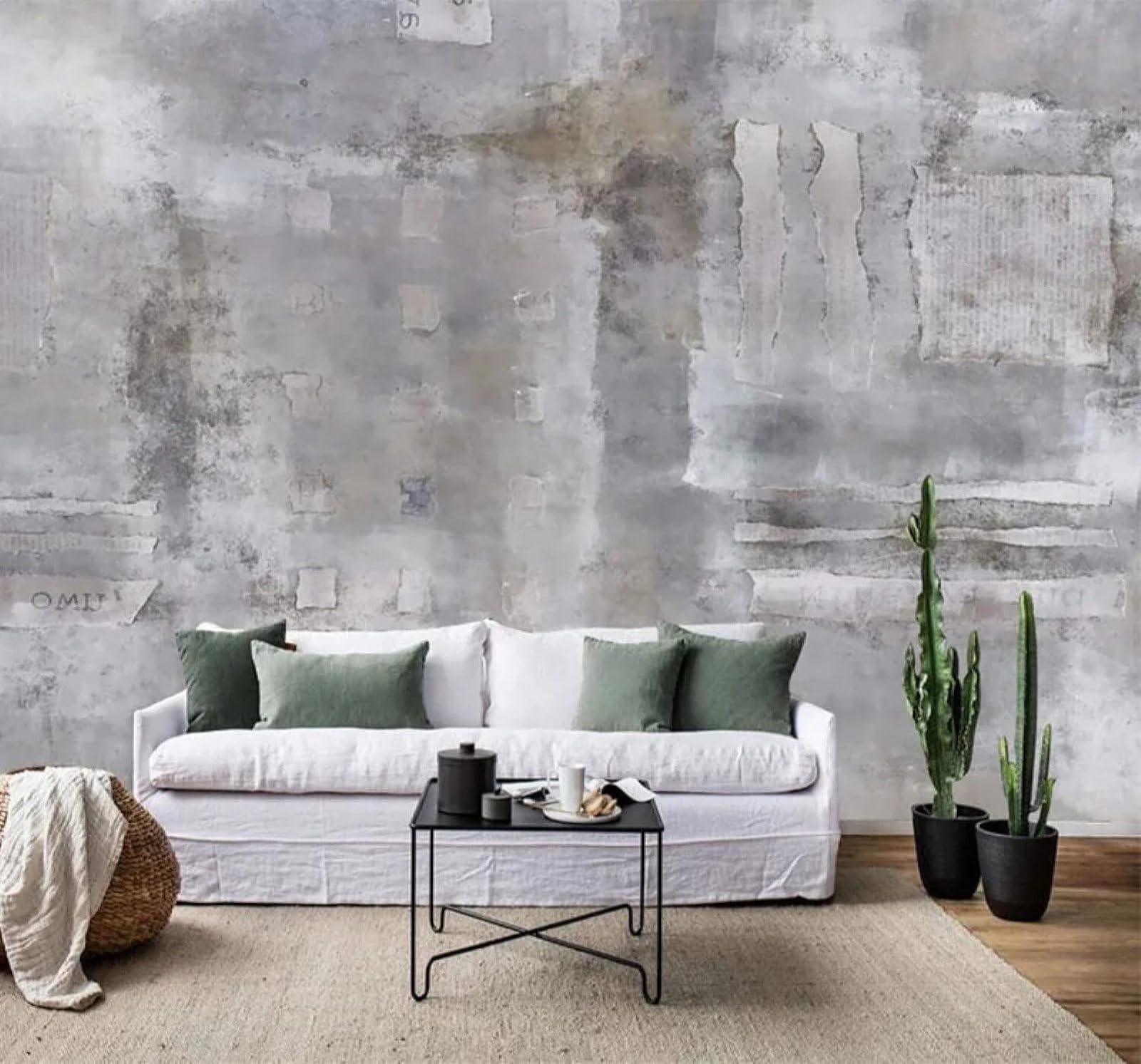 Xlming 250Cm×170Cm(B×H) Retro Nostalgic Concrete Wall Creative Art 3D Wallpaper Luxury Home Dining Decor Paste Sofa Living Room The Wall For Bedroom Mural-250Cm×170Cm