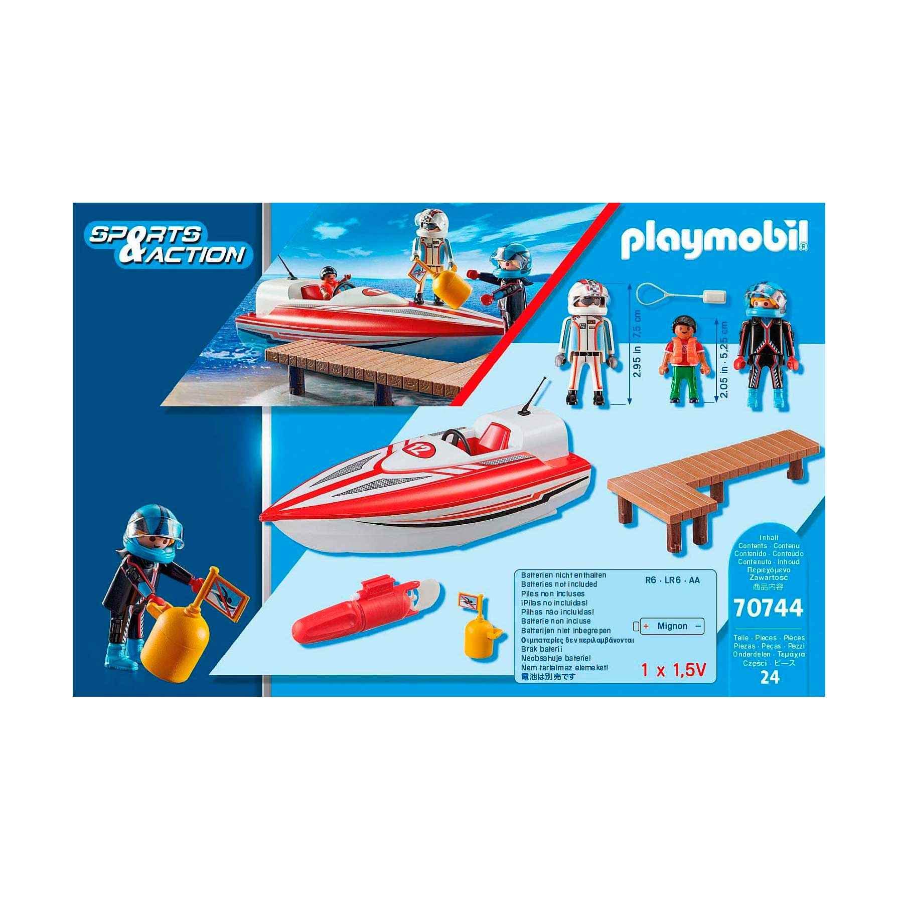 PLAYMOBIL Sports & Action 70744 Speedboot mit Unterwassermotor, Schwimmfähig, Ab 4 Jahren