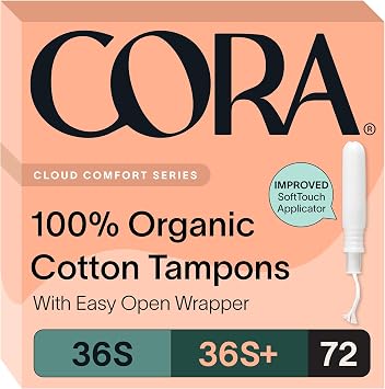 Cora Organic Cotton Tampons Multipack (36 Super, 36 Super Plus Tampons)