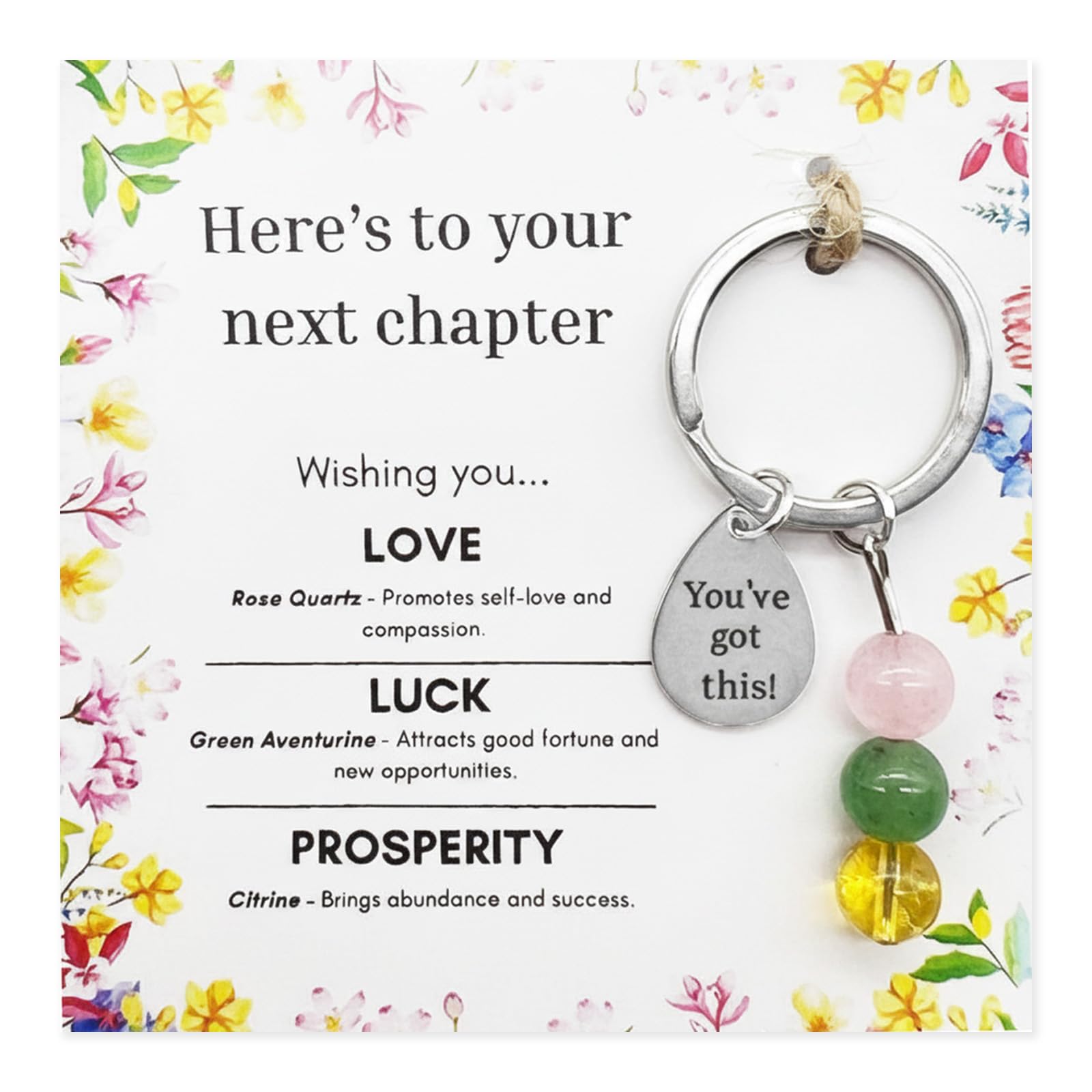 Good Luck Keychain for Women, You Got This Gifts, Crystal Keychain for New Beginnings, Divorce, Breakup, Promotion, Retirement, Coworker Leaving & Goodbye Gifts, Cute Good Luck Charms (Next Chapter)