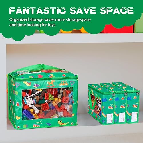 Miniatura 6 de Paquete de 4 bolsas de almacenamiento de juguetes impermeables con etiquetas, incluye 1 bolsa extra grande y 3 bolsas grandes, bolsa de