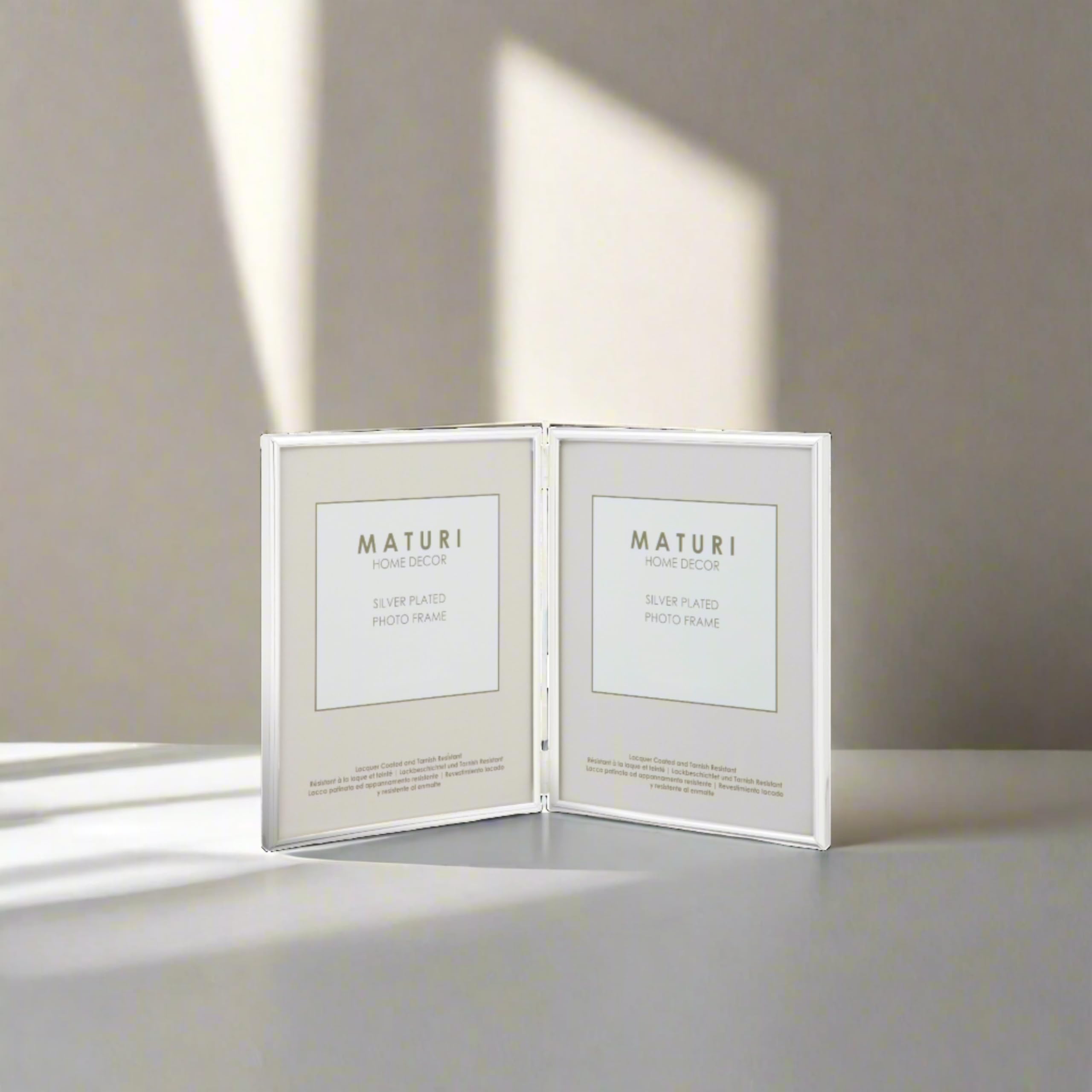 Maturi Cornice portafoto doppia placcata in argento - Ritratto con bordo sottile 13 x 18 cm