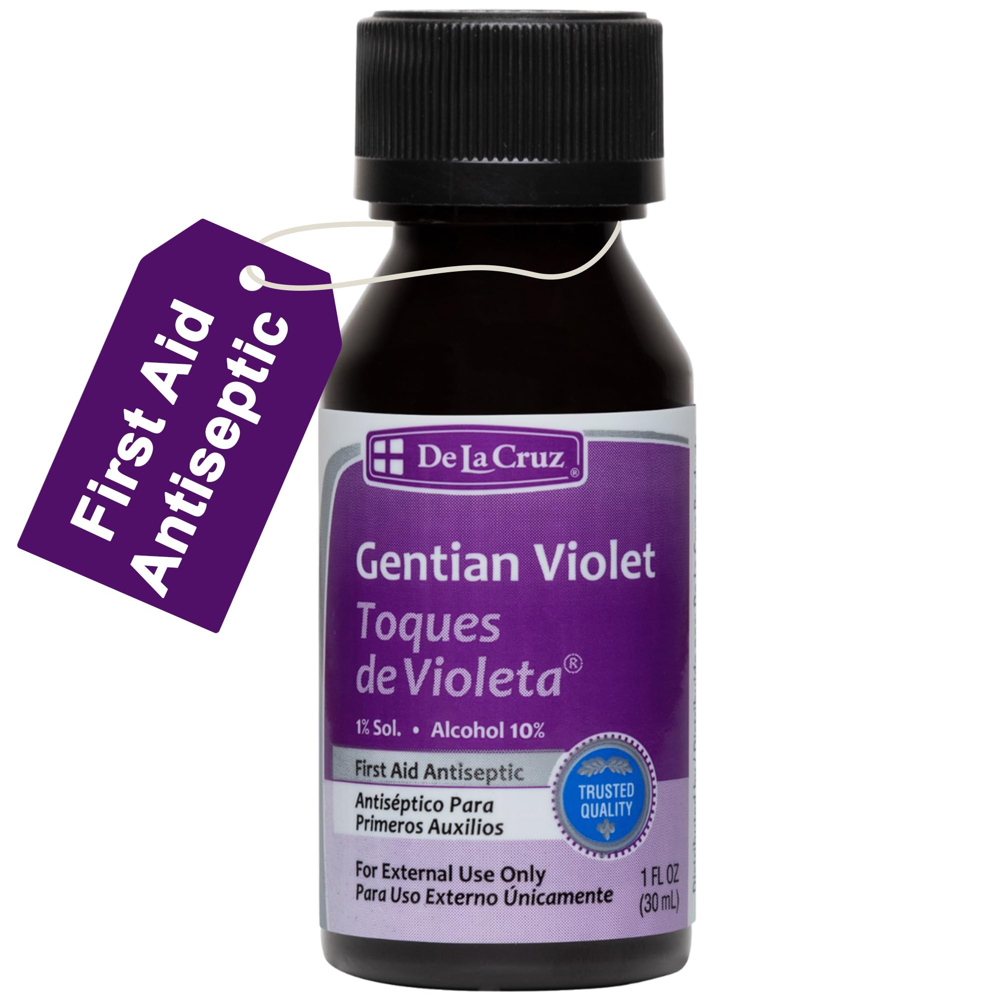 De La Cruz Gentian Violet - Tincture of Violet 1% First Aid Antiseptic, 1fl. oz