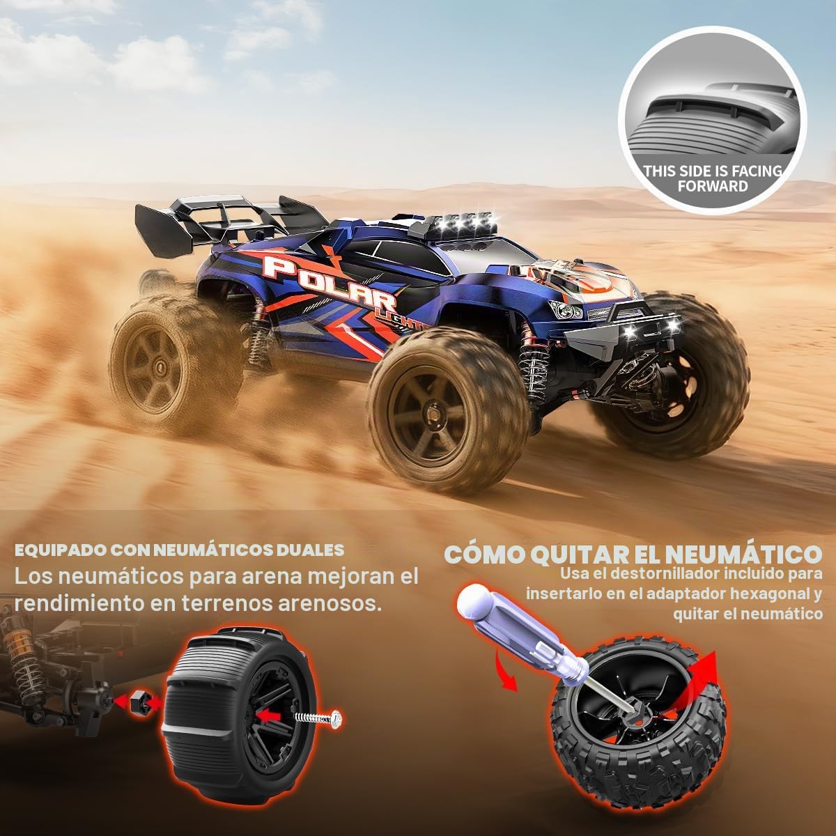 Coche teledirigido Adulto Profesional 1:14 Off-Road, Coche RC 4WD Alta Velocidad 40 km/h 2.4GHz,Vehículo RC 4x4 Impermeable con 2 Baterías Recargables 1300mAh y 2 Juegos de Neumáticos