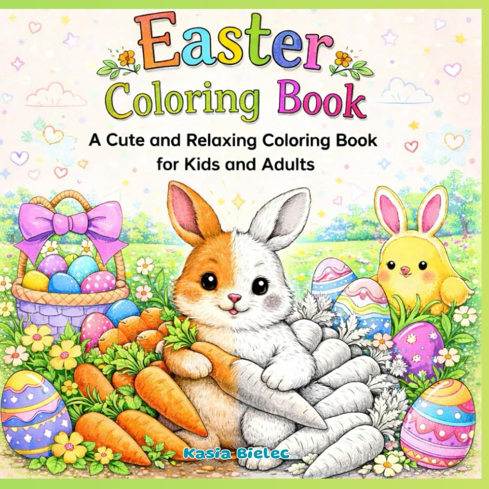 Easter Coloring Book: Super Cute Gift for Adults & Teens with Adorable Spring Animals to Relax, Relieve Stress, and Embrace Hygge Vibes