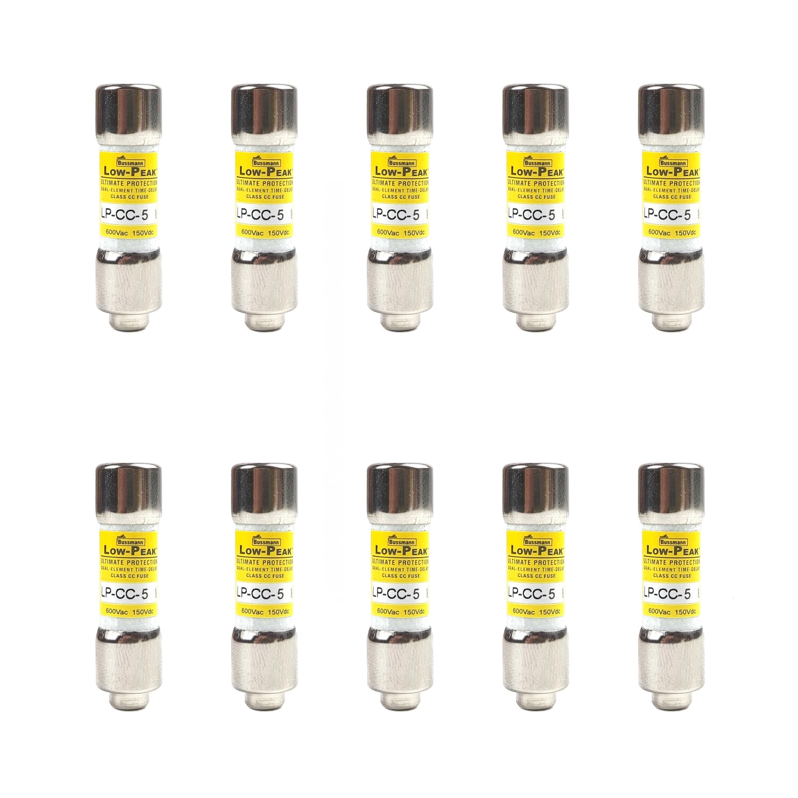10pcs LP-CC-5 (LPCC-5) 5Amp 600V Time Delay Fuse 10 * 38 Compatible with Bussmann