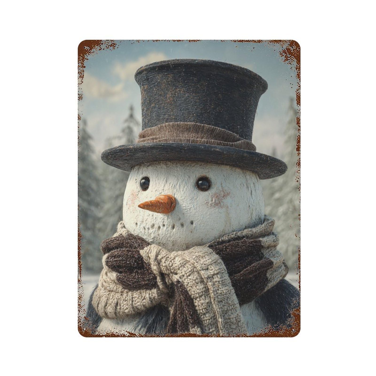 Winter Wonderland Snowman Decorative Tin Sign 15.7"x11.8", for Bistro, Counter And Cafe Decor, Retro Wall Decor