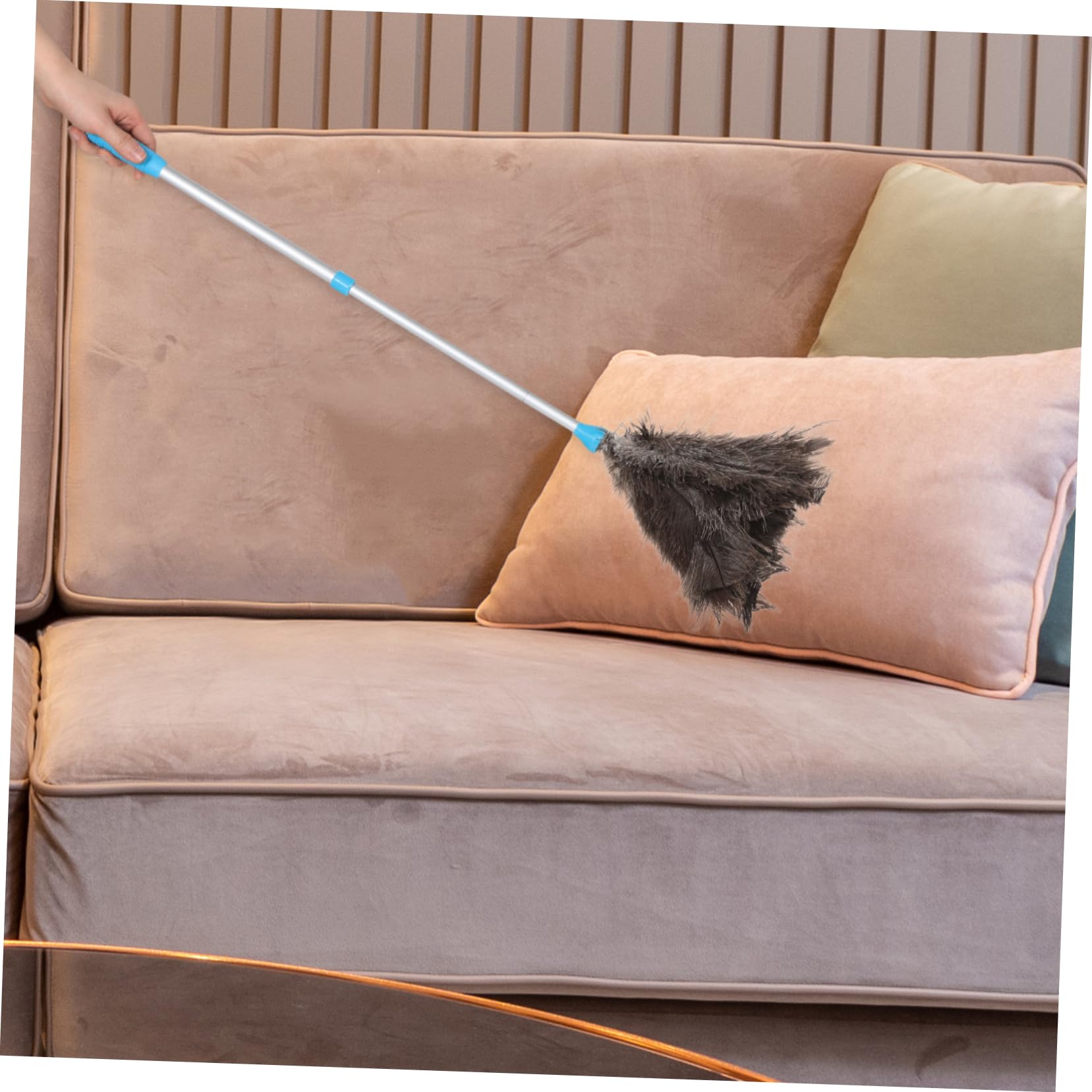 Plumero De Avestruz Telescópico Mango Reutilizable y Lavable para Limpiar Ventiladores De Techo Techos y Lámparas De