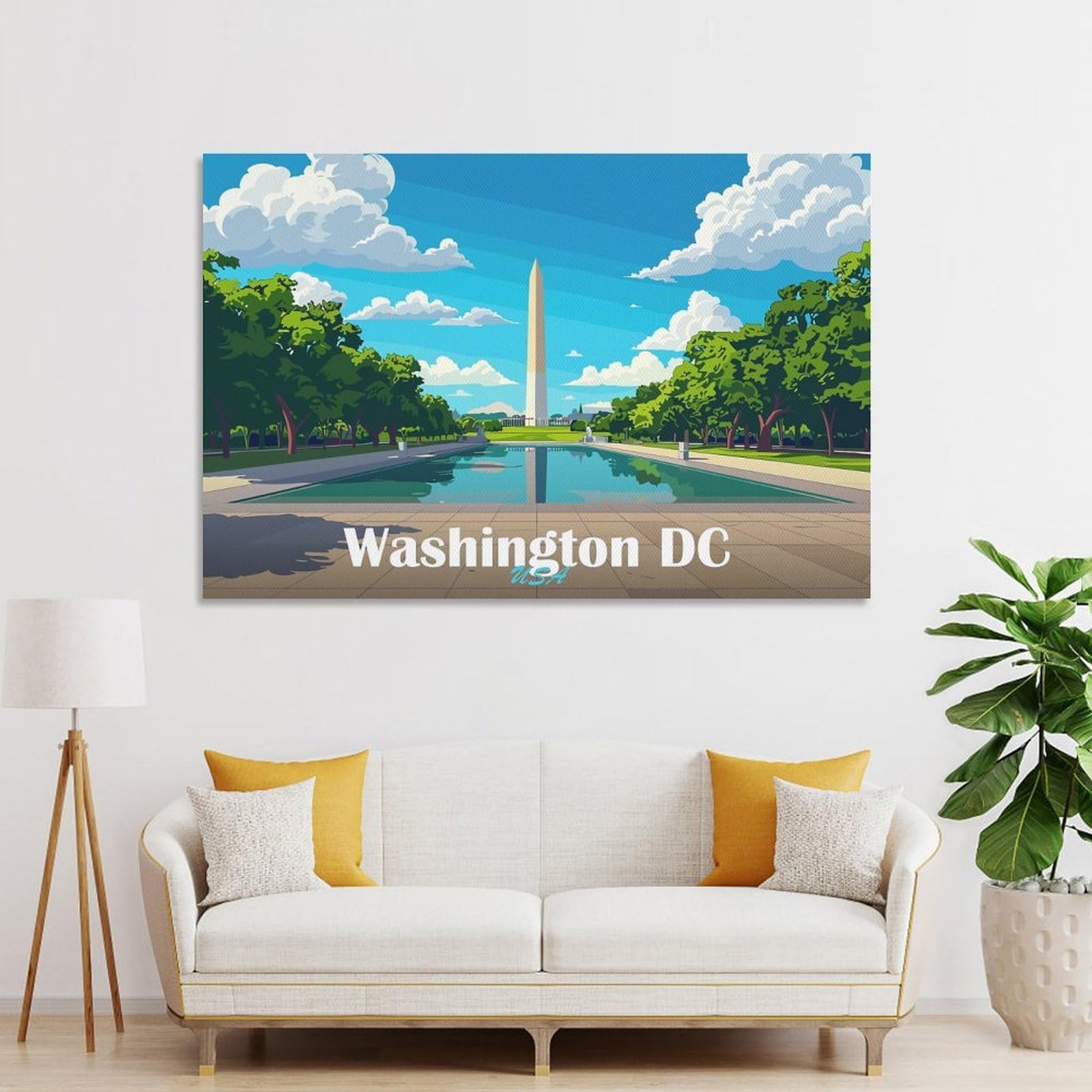 Junmoney Washington DC Monument Wall Art Print, 20x30inch(50x75cm), for Bedroom Decor, Cosy Corners Or Studios, Canvas Wall Decor for Personal Spaces