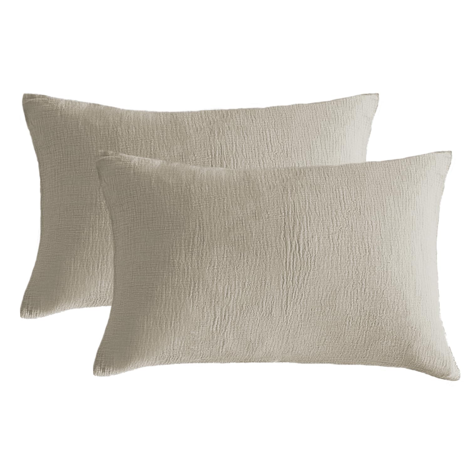 Photo 1 of ***STOCK IMAGE FOR REFERENCE***
 Pillowcases King Size 100% Cotton, 2 Pack Linen Like Pillow Shams with Envelope Closure, Ultral Soft and Breathable Pillow Case Covers, Beige, 20" X 36", No Filling