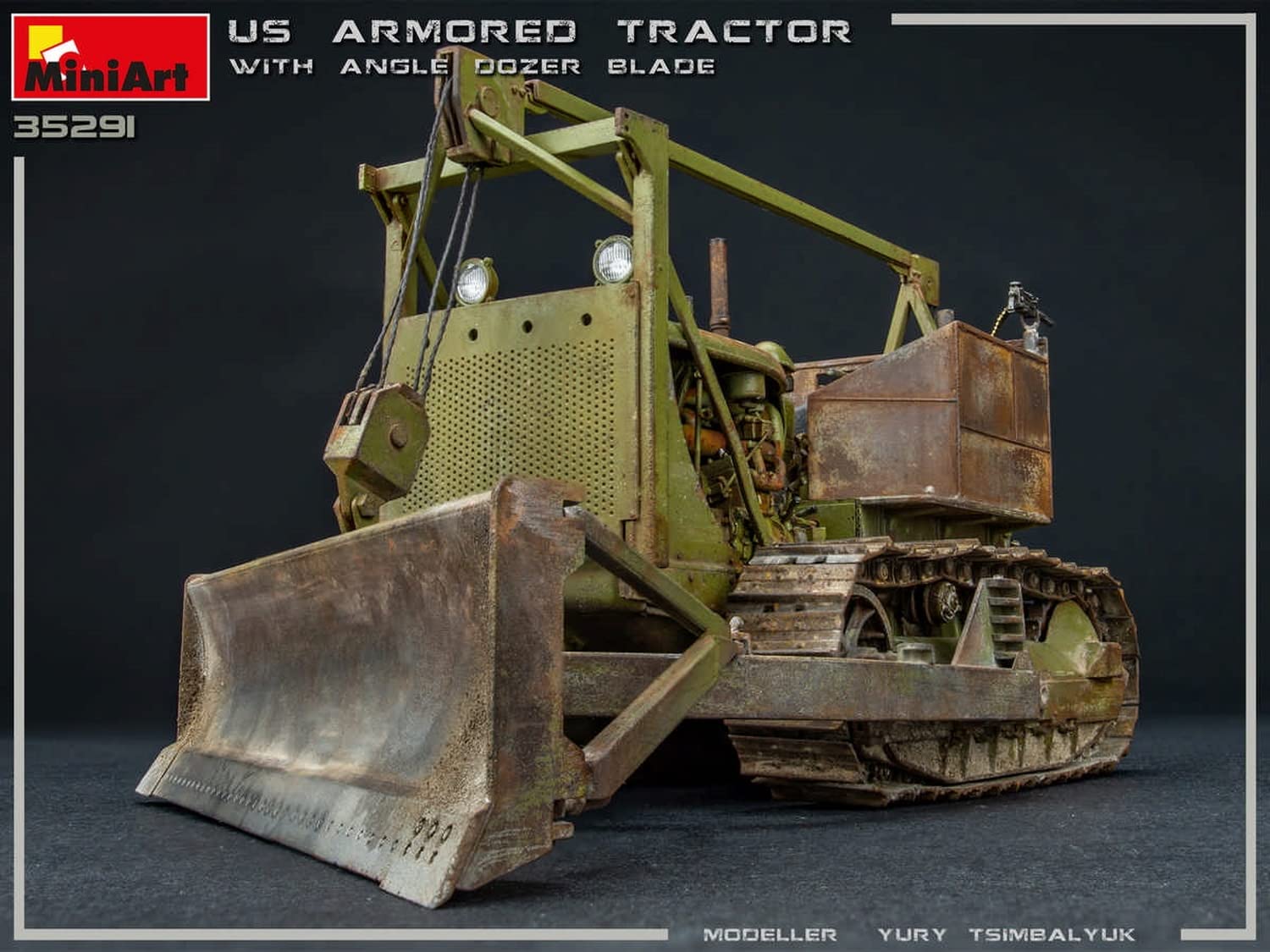 Miniart 1:35 - US Armored Tractor w/Angle Dozer Blade, Green/Brown, Mittel - Image 3