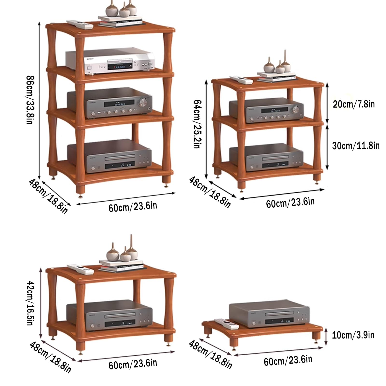 Supporto per giradischi in legno, con ripiani in vinile, console TV e rack stereo per soggiorno, camera da letto