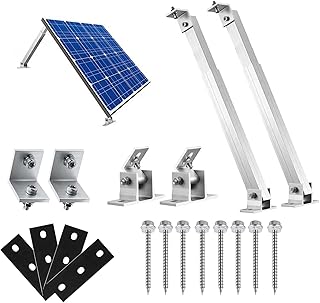 Support Panneau Solaire, Kit Fixation Réglables Angle Individuellement 15°-30° pour Balcon Electrique Centrale, Supports Montage Sol Aluminium pour Toit Plat, Garage, Bateau, Camping-Car