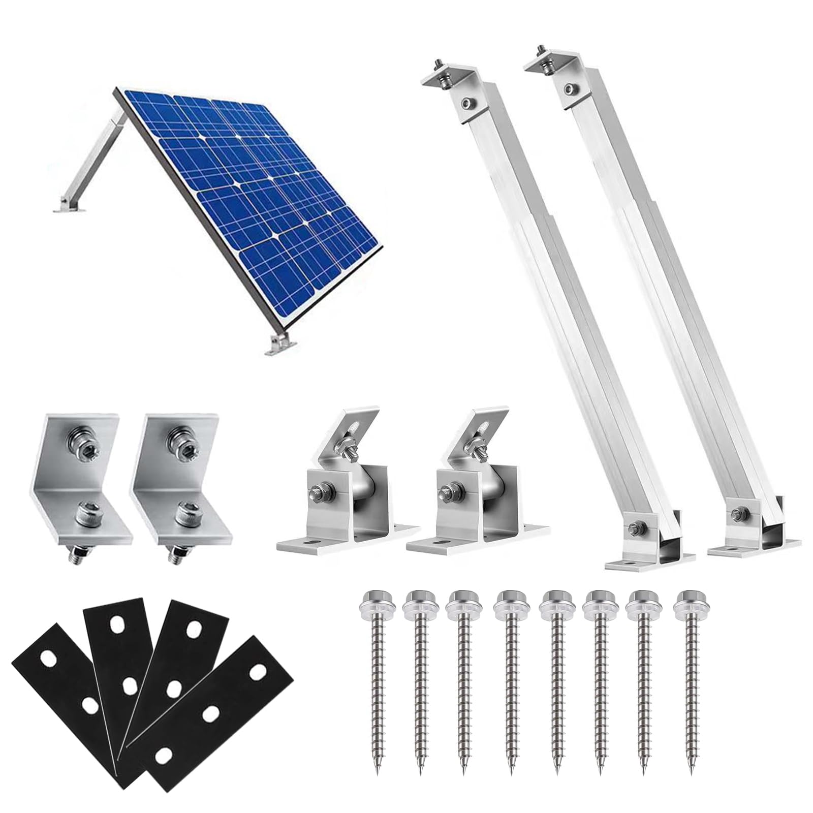 Soporte Techo Panel Solar, Estantes Aluminio Angulo Ajustable 15-30°, Kit Montaje Bracket Tilting 36-70 cm para Barcos, Autocaravanas, Sistema Off-grid, Balconies, Caravans, Caravana