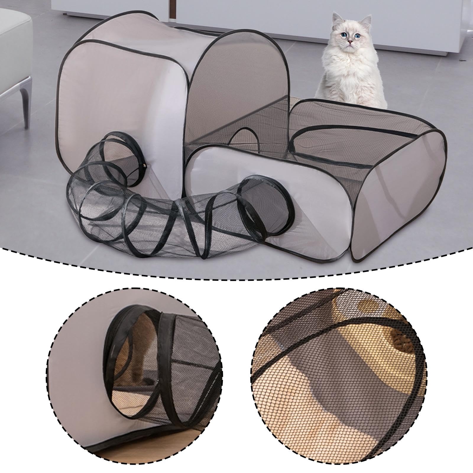 Cage Tunnel pour Chat, Pliable, en Filet, Jouet Interactif Universel, Tunnel de Jeu Pratique 2 en 1 pour Petits Animaux, Cochons d'Inde, L
