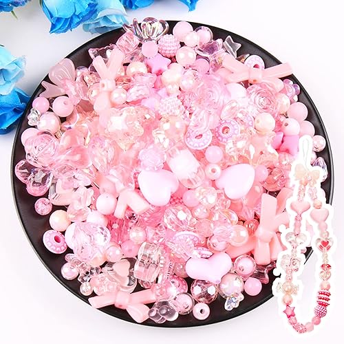 Vista 2 de 170210 piezas de cuentas bonitas surtidas para hacer joyas, cuentas acrílicas kawaii estéticas para hacer pulseras, cuentas de flor y mariposa a