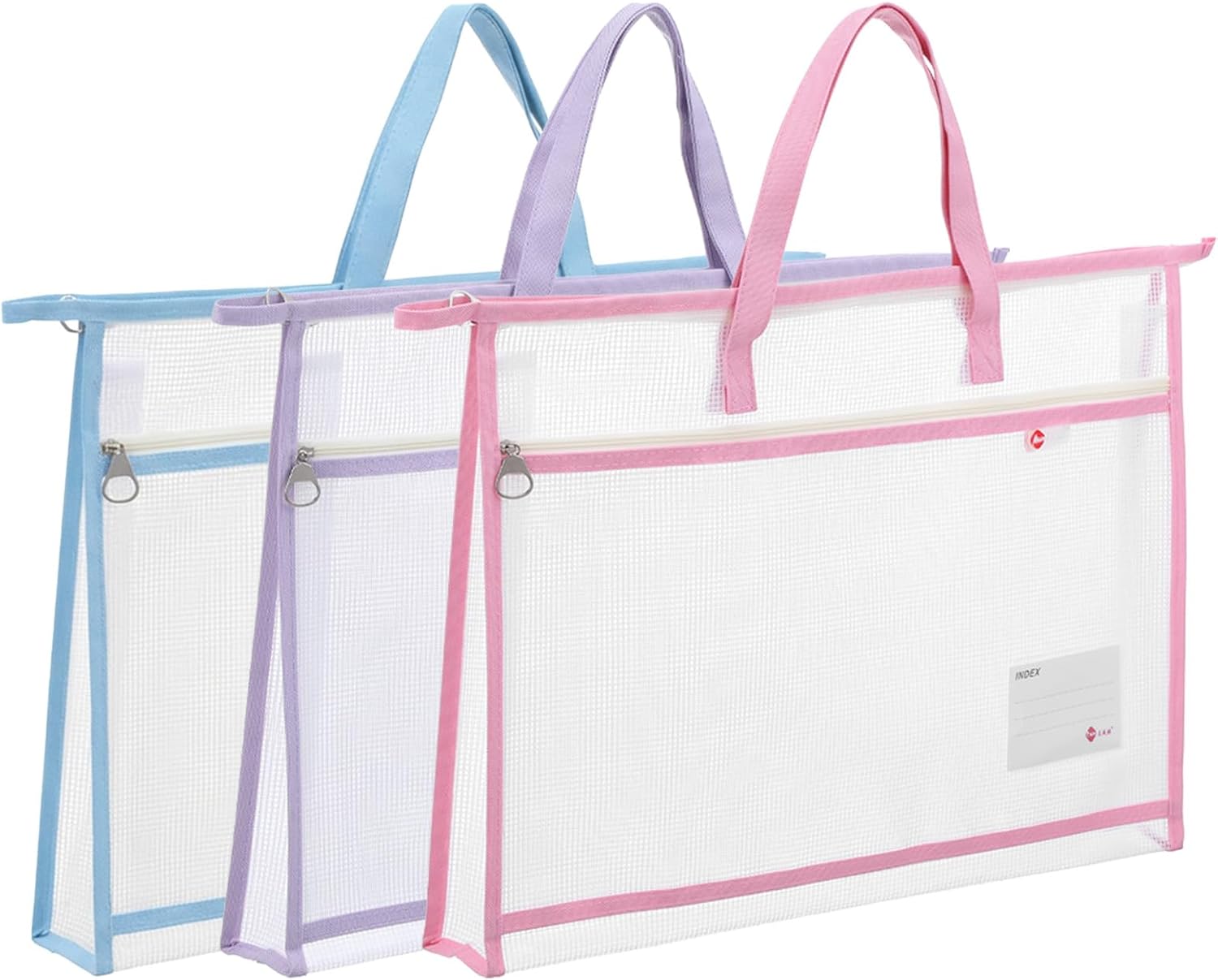 3 Pcs Project Bag for Quilting Sewing Craft Storage for Quilter A3 Clear Mesh Design Art Supply Bag Artwork Storage Organize for Artwork Charts and Teaching Material (17.7×13 Inch)