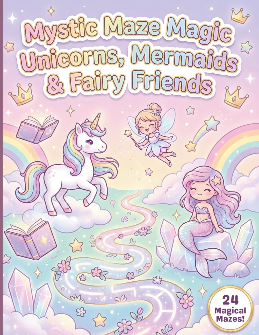 Mystic Maze Magic Unicorns Mermaids & Fairy Friends: A Fantasy Maze Adventure Book Featuring Unicorn Trails, Mermaid Paths & Fairy Sparkles, 24 Magical Mazes for Girls Ages 4 8,