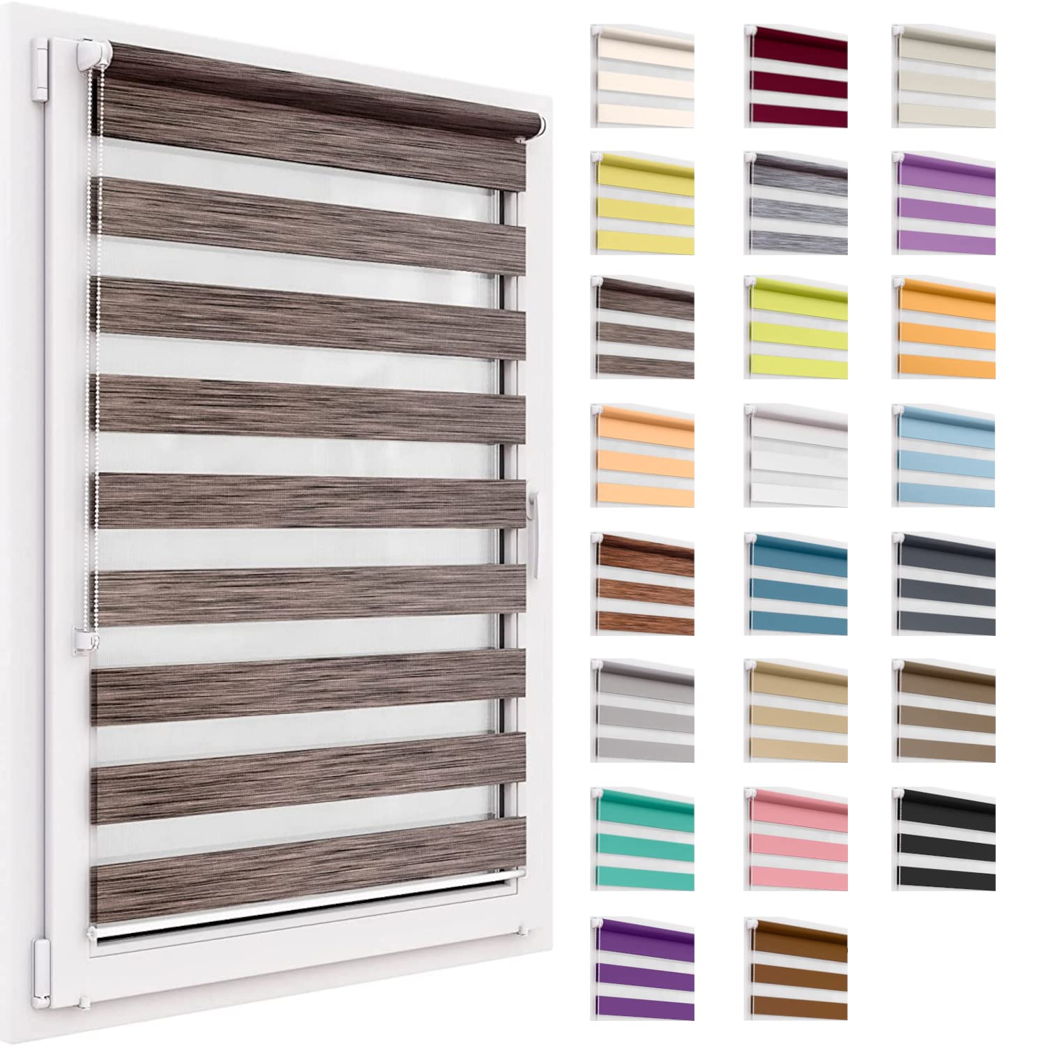 Podwójna roleta bez wiercenia, materiał 139cmx220cm, roleta Klemmfix, Easyfix, przepuszczająca światło i zaciemniająca, Day&Night, zaciskowa roleta przeciwsłoneczna, do okien i drzwi